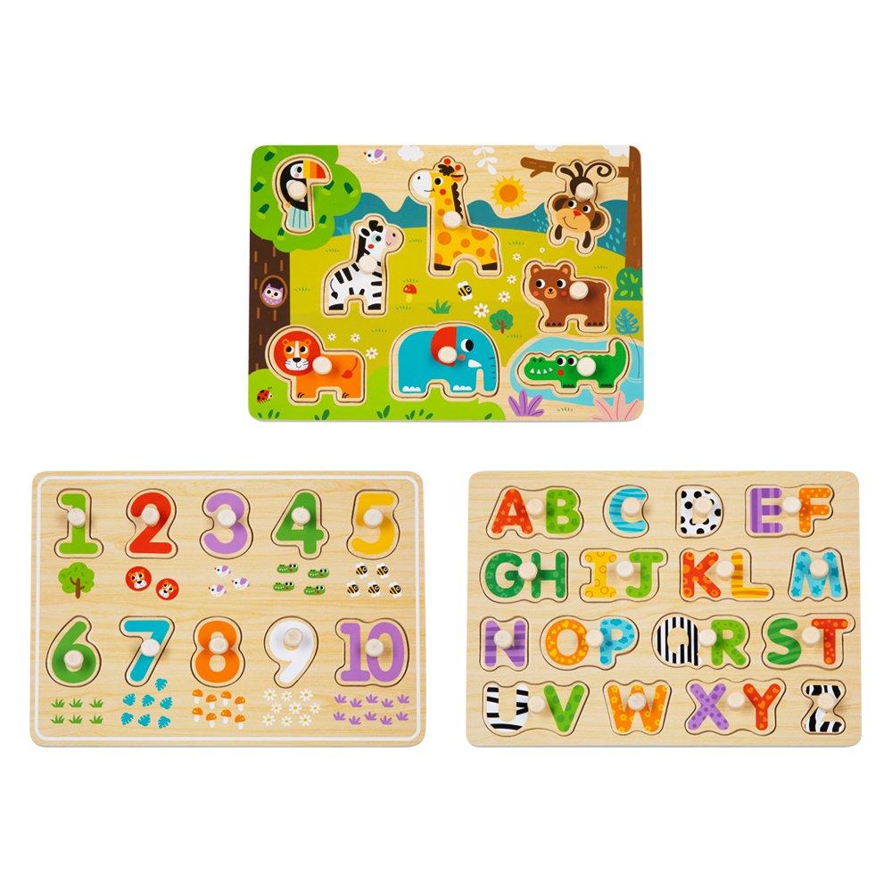 Multi - Tooky Toy - 3PCS Wooden Safari Puzzle - 4