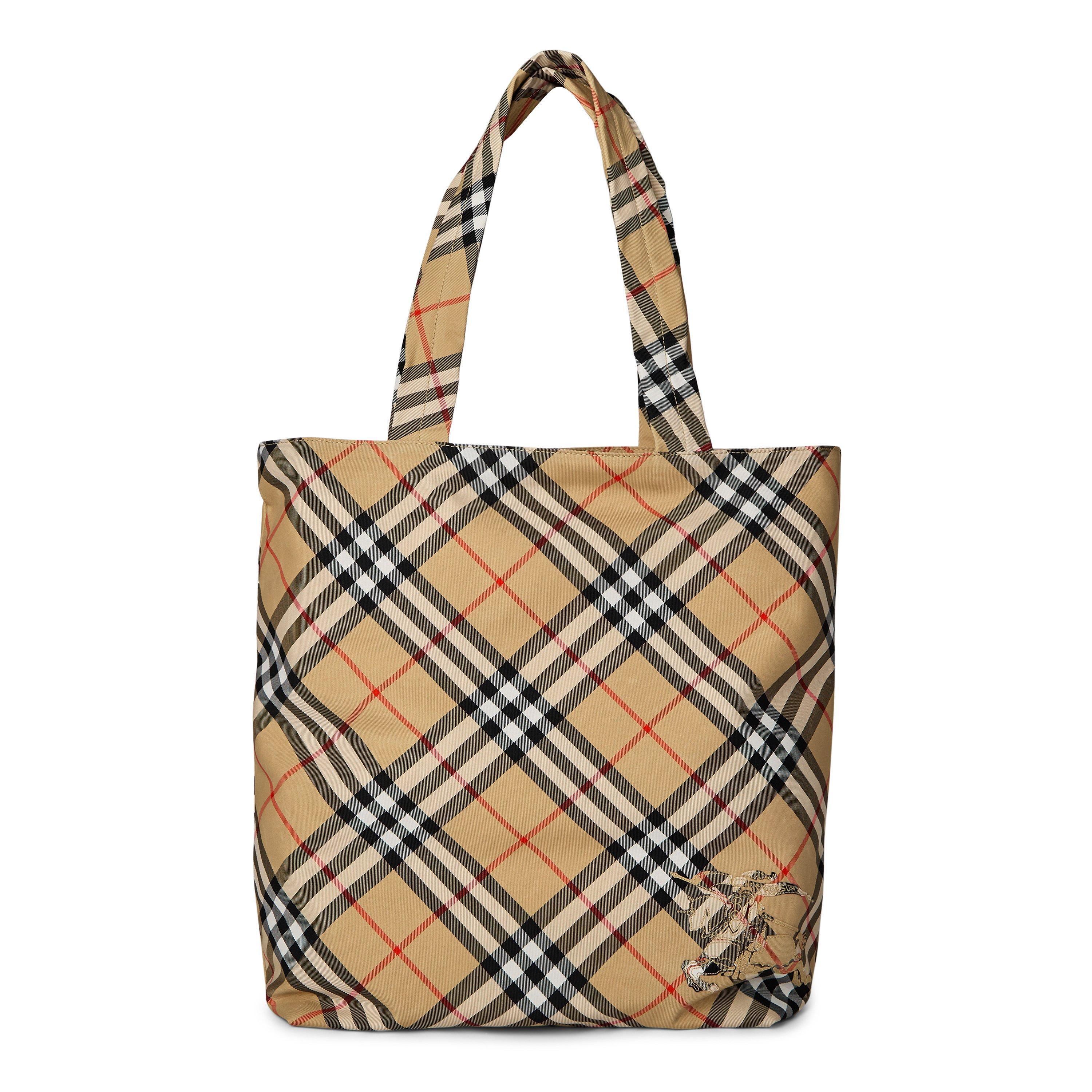Sand - Burberry - Men's Check Tote Bag - 1