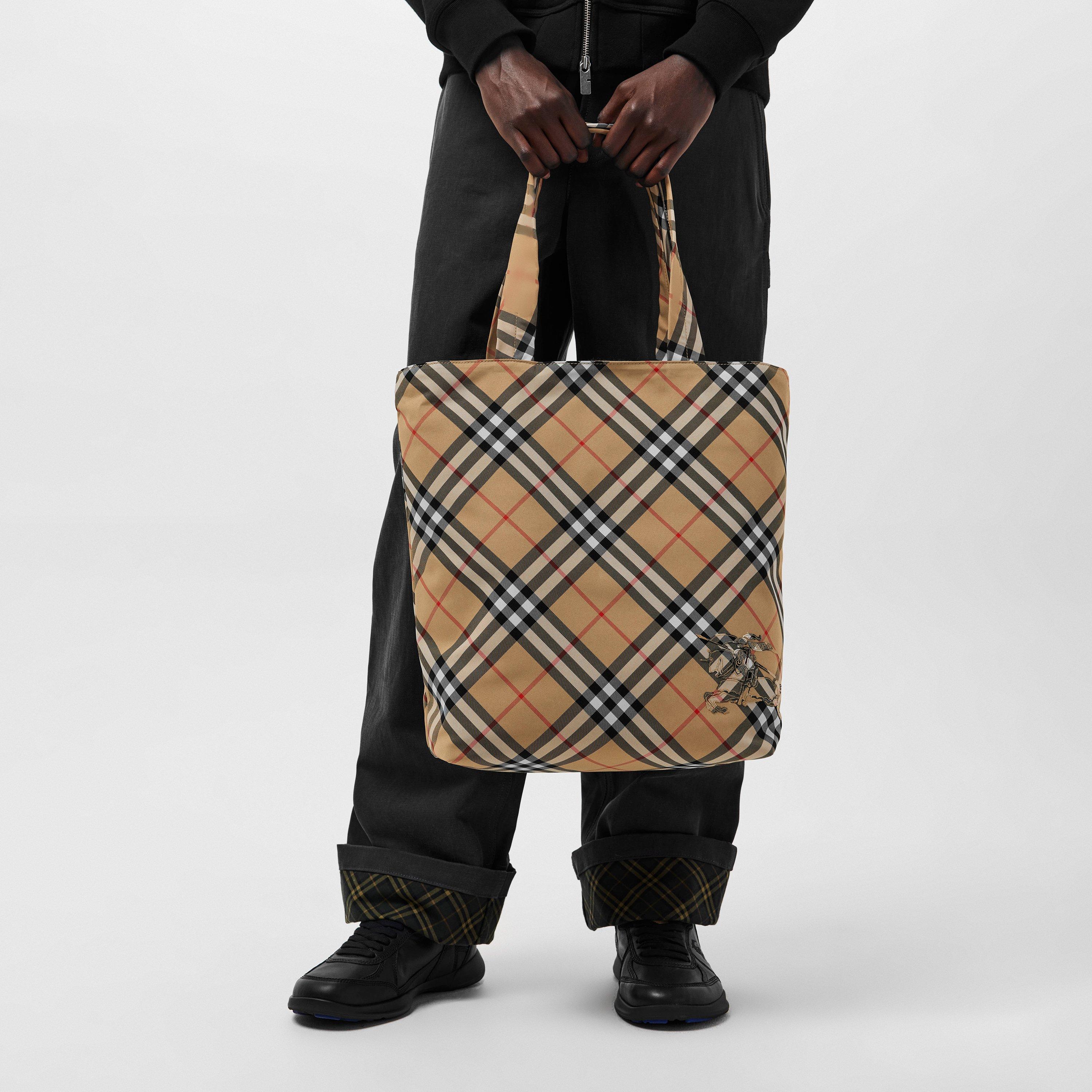 Sand - Burberry - Men's Check Tote Bag - 3