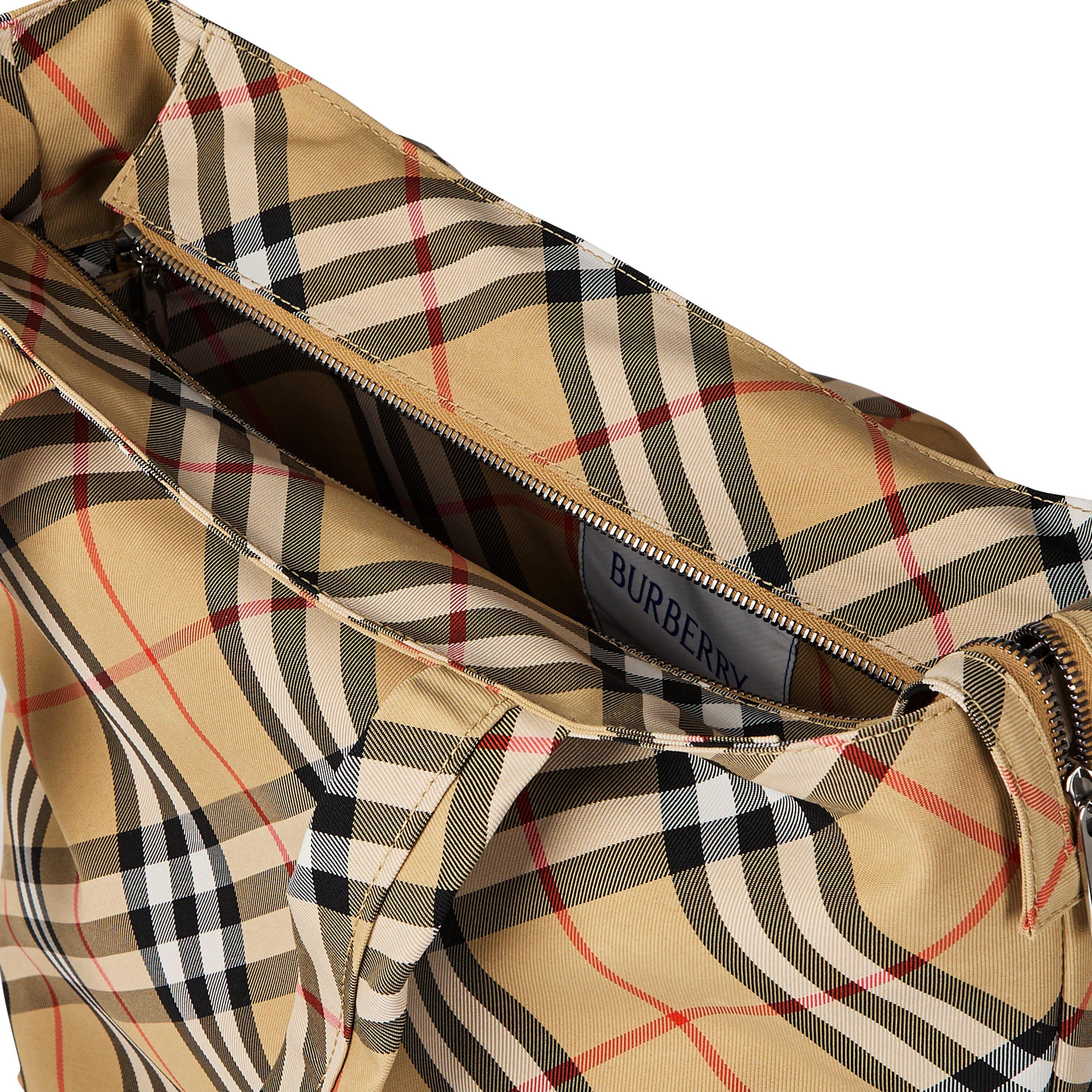 Sand - Burberry - Men's Check Tote Bag - 5