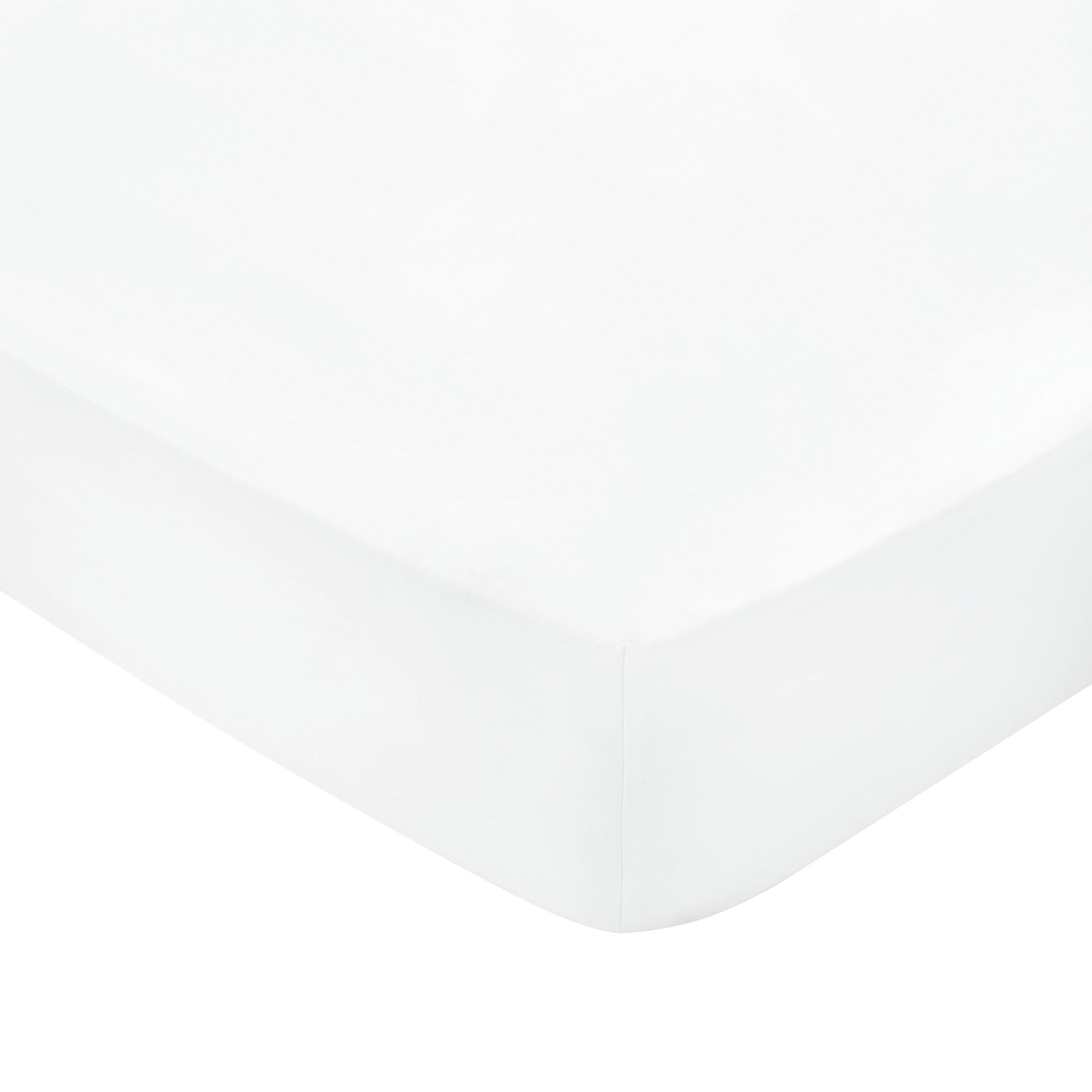 Bedeck Of Belfast  Fine Linens 600Tc Plain Dye Fitted Sheet - White - SINGLE