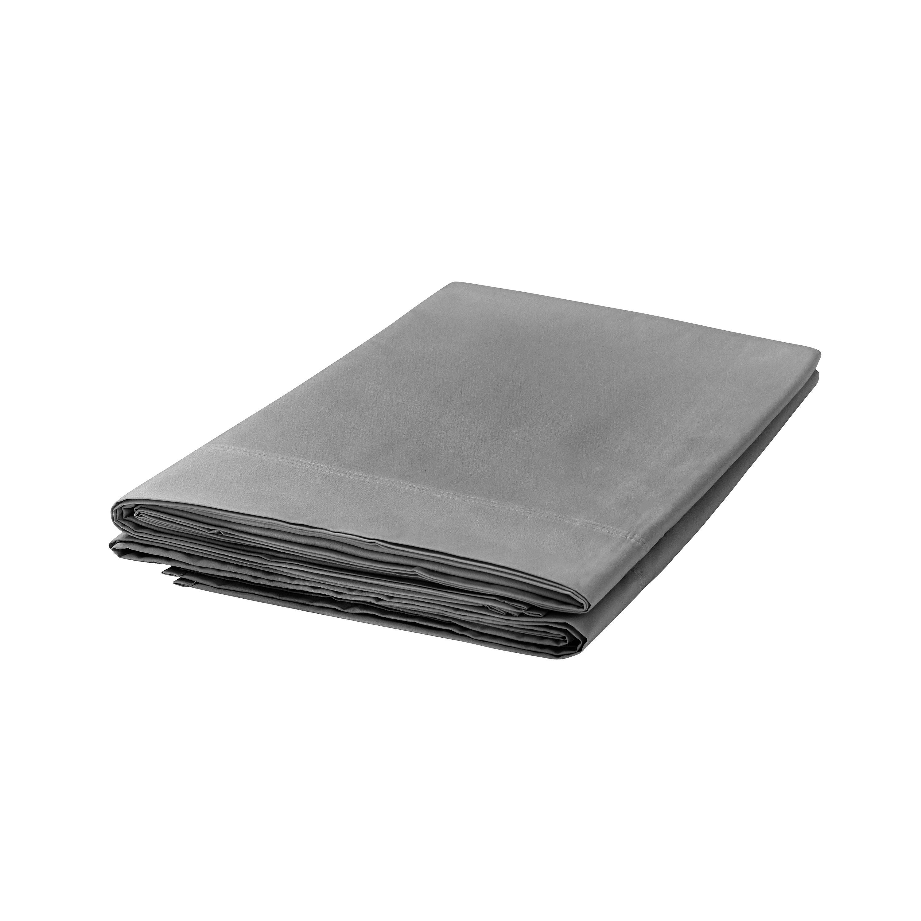 Bedeck Of Belfast  Fine Linens 300Tc Plain Dye Flat Sheet - Charcoal - SINGLE