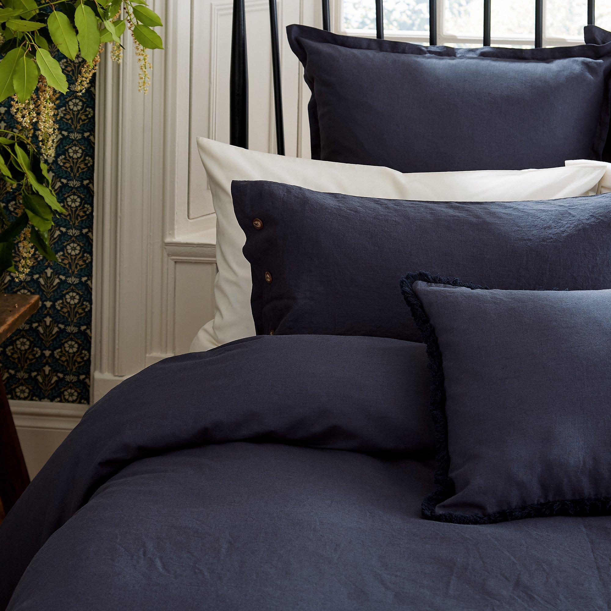 Blue - Morris and Co - Linen Cotton Duvet Cover Green - 3