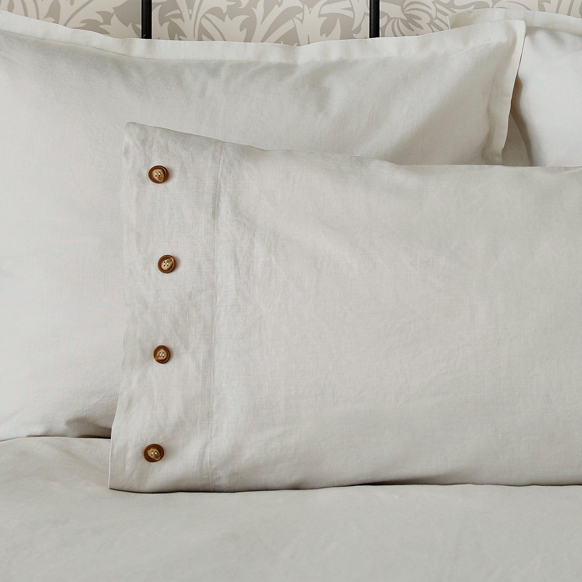 Silver - Morris and Co - Pure Linen Cotton Standard Pcase White - 2