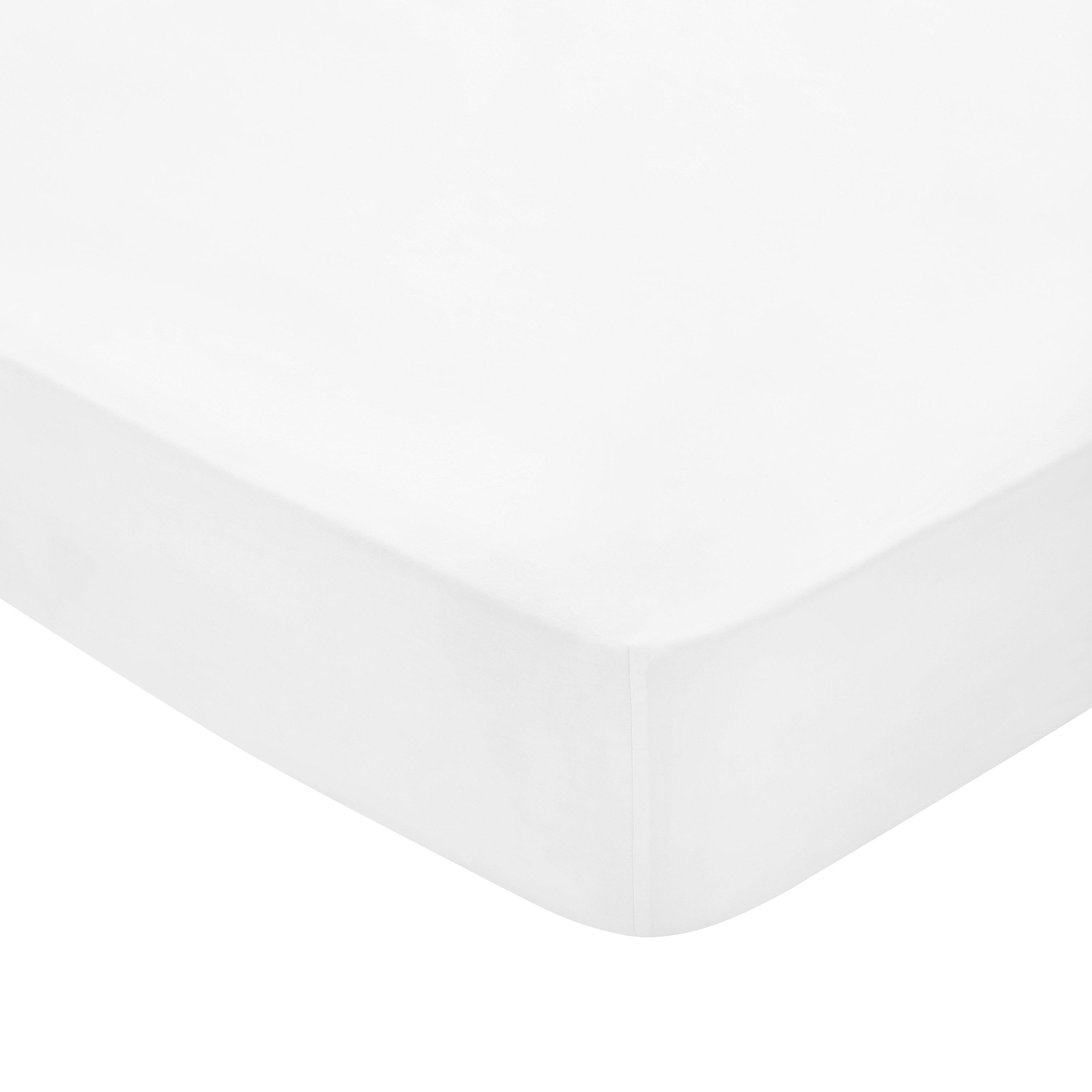 Bedeck Of Belfast  Fine Linens 300Tc Plain Dye Fitted Sheet - White - SINGLE