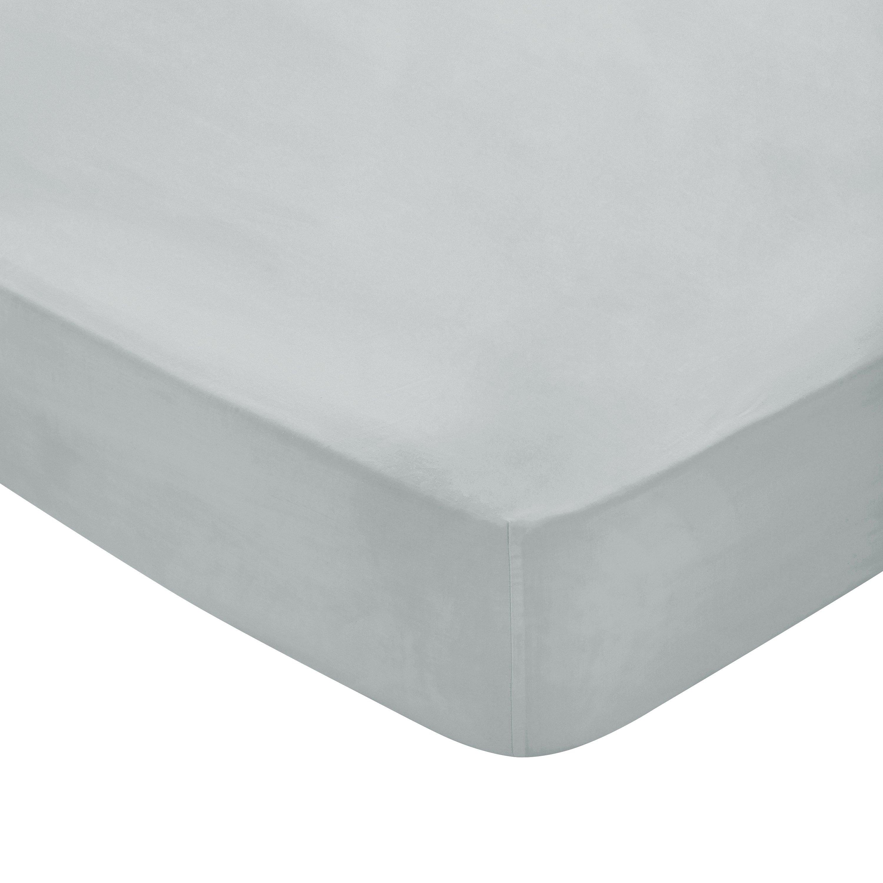 Bedeck Of Belfast  Fine Linens 300Tc Plain Dye Fitted Sheet - Silver - DOUBLE