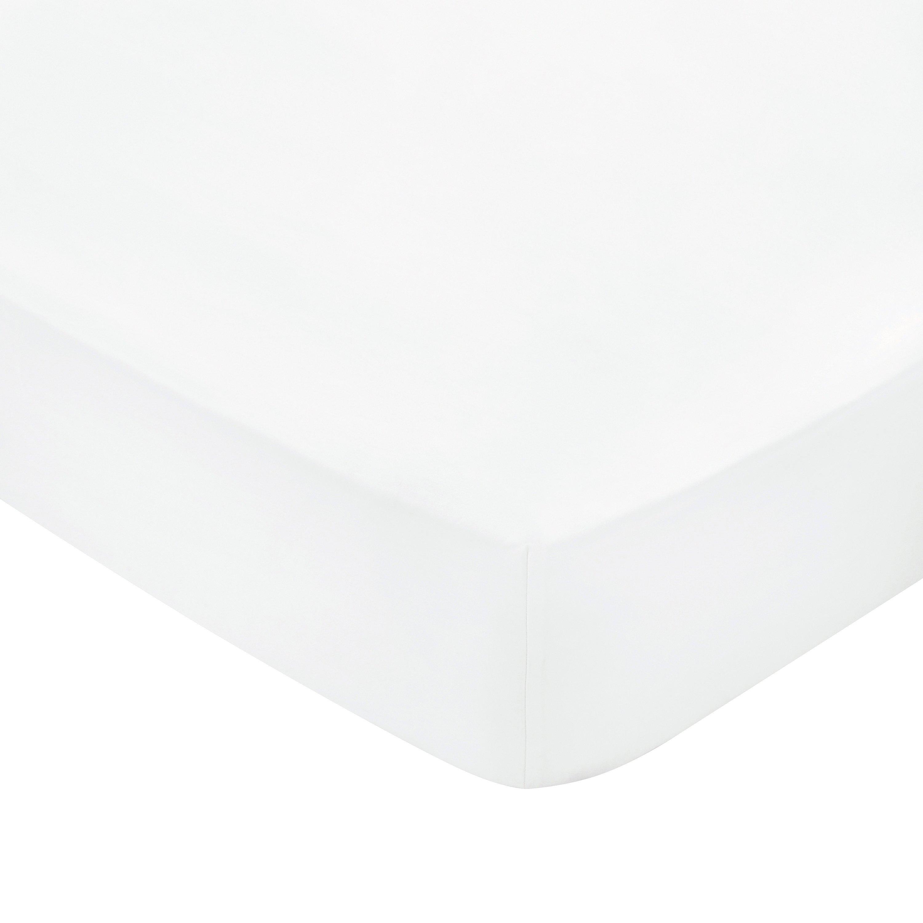 Bedeck Of Belfast  1000Tc Plain Dye Fitted Sheet - White - EMPEROR