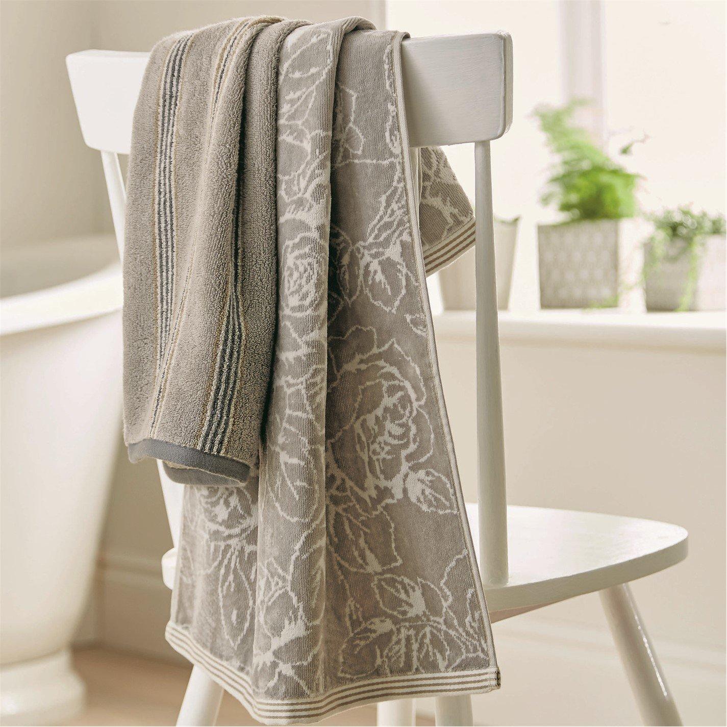 Silver - Sanderson - Brecon Stripe Cotton Towels - 3