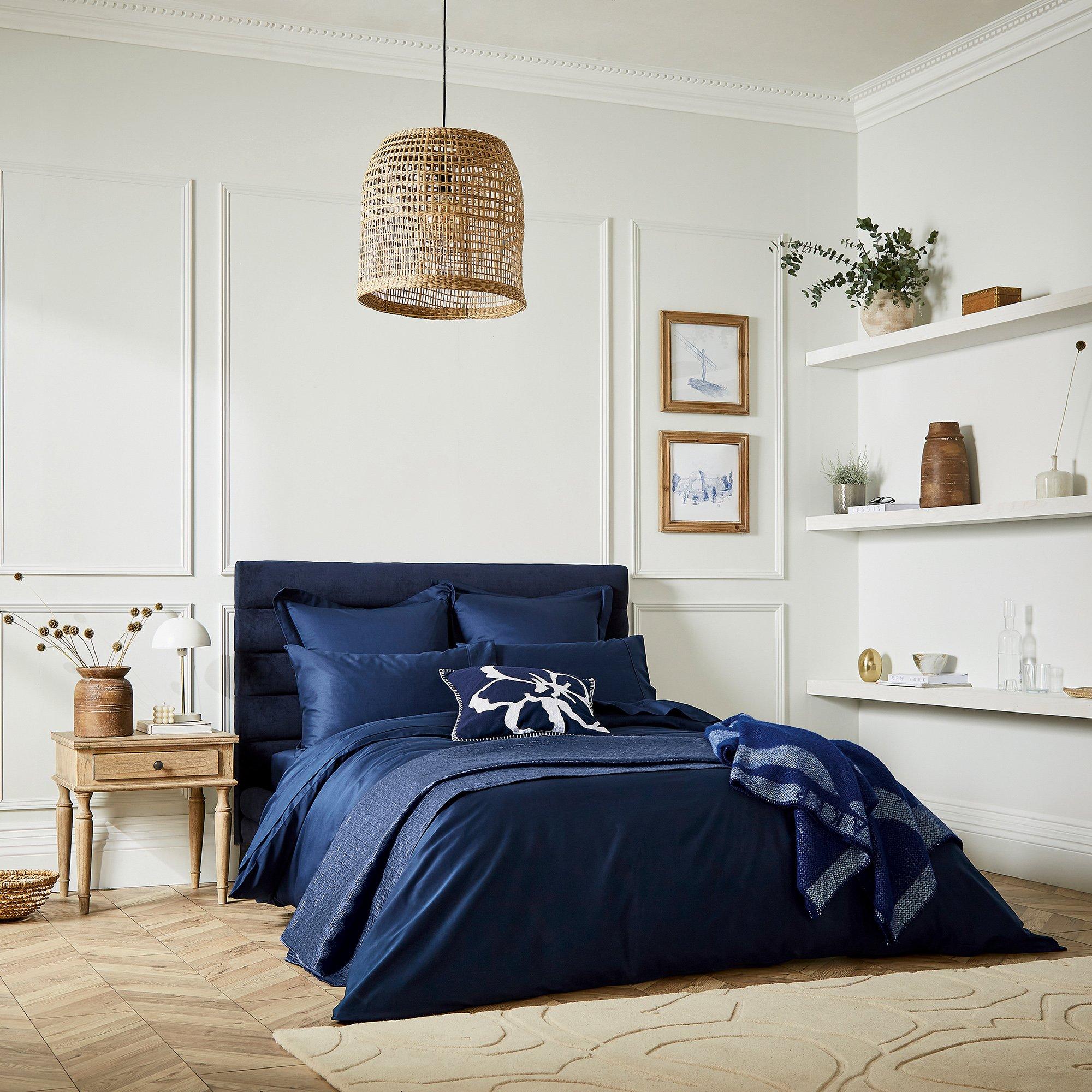 Navy - Ted Baker Home - Plain Dye Cotton Duvet Cover - 1