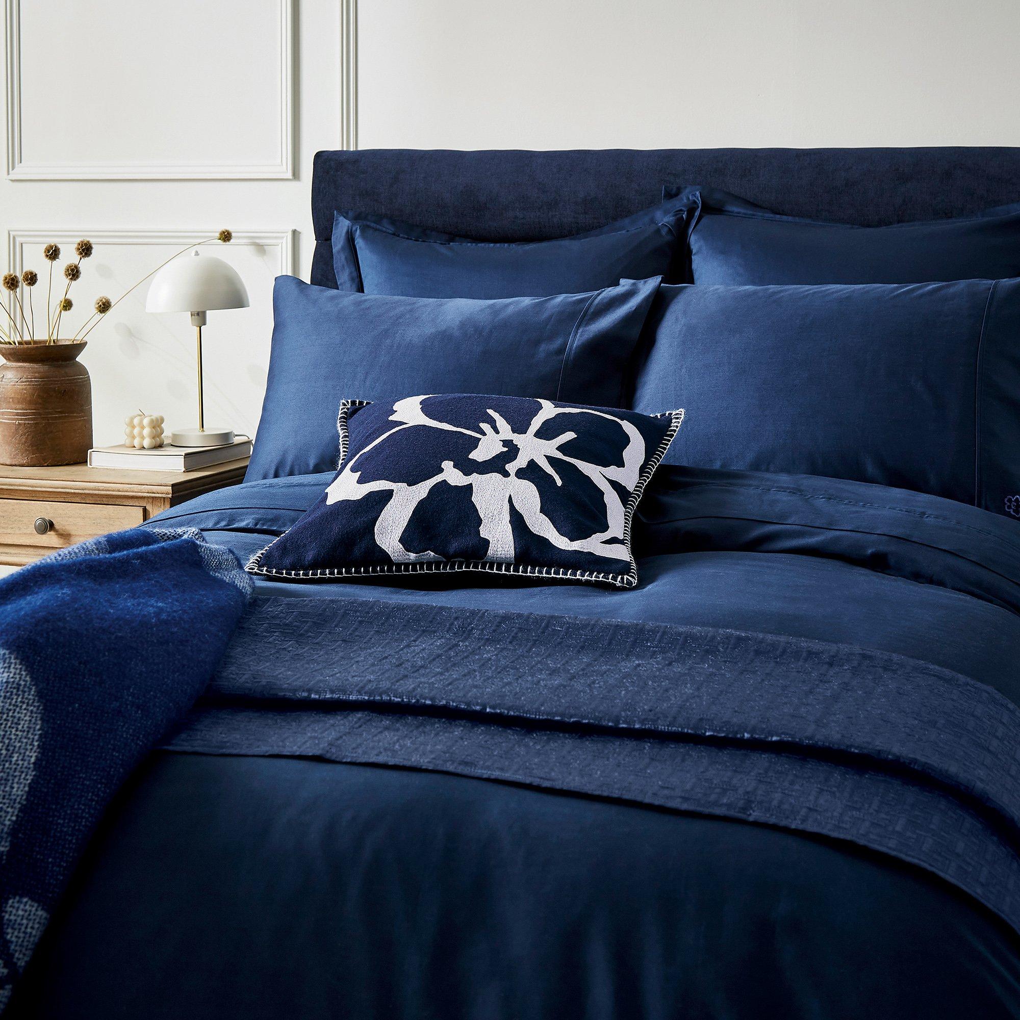 Navy - Ted Baker Home - Plain Dye Cotton Duvet Cover - 2