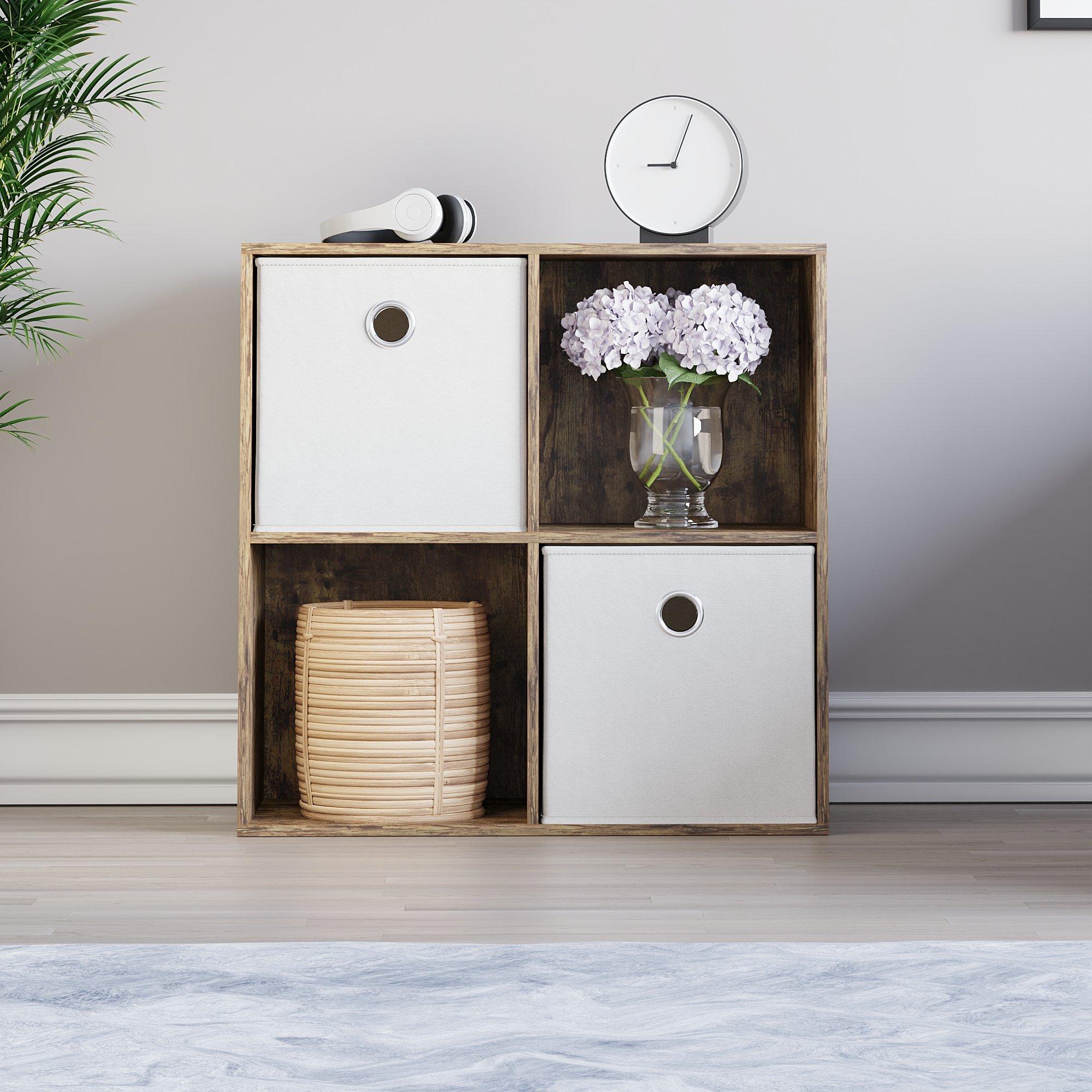 White - Lassic - 2x2 Cube Storage Unit DB + Set of 2 Storage Cubes - 3