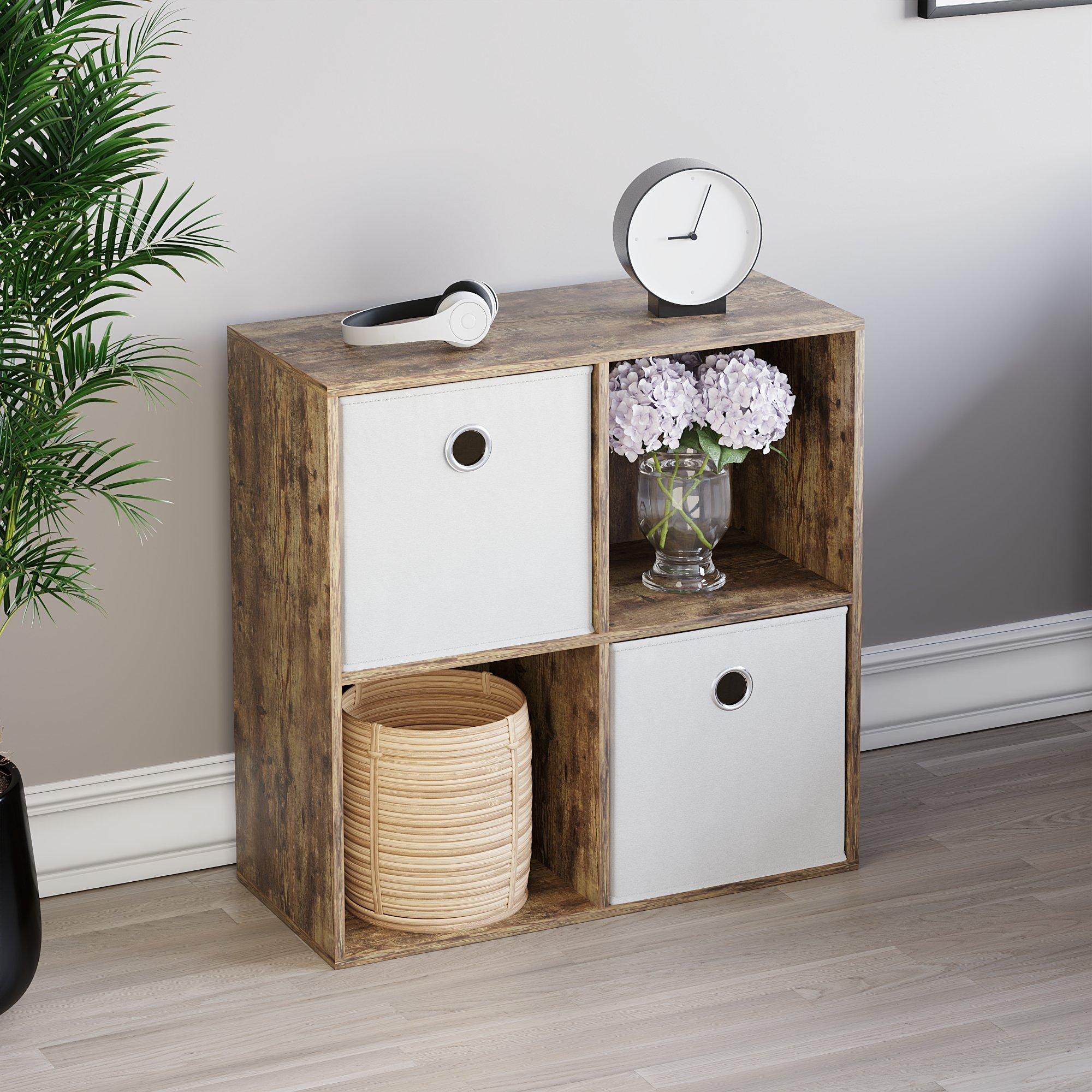 White - Lassic - 2x2 Cube Storage Unit DB + Set of 2 Storage Cubes - 4