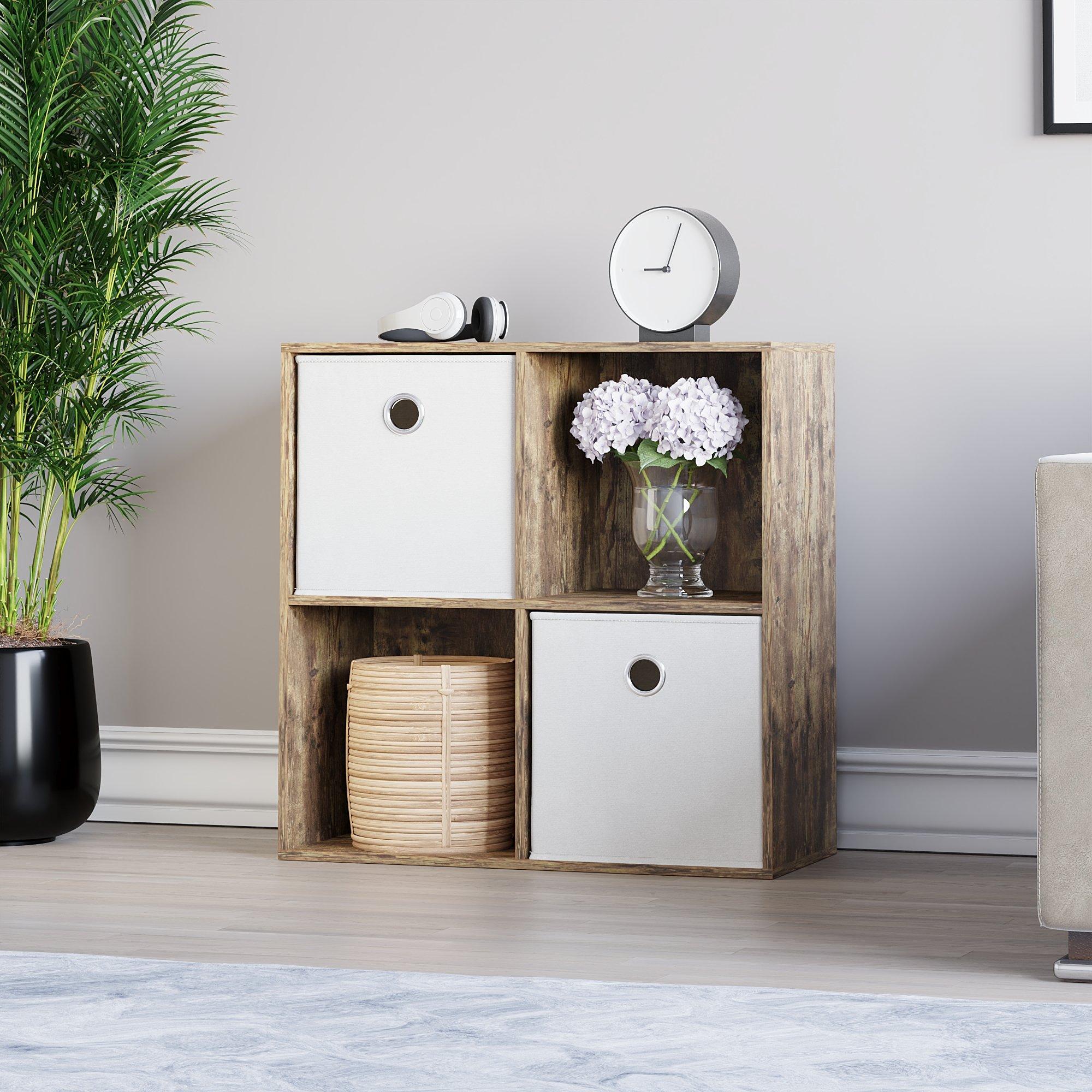 White - Lassic - 2x2 Cube Storage Unit DB + Set of 2 Storage Cubes - 5