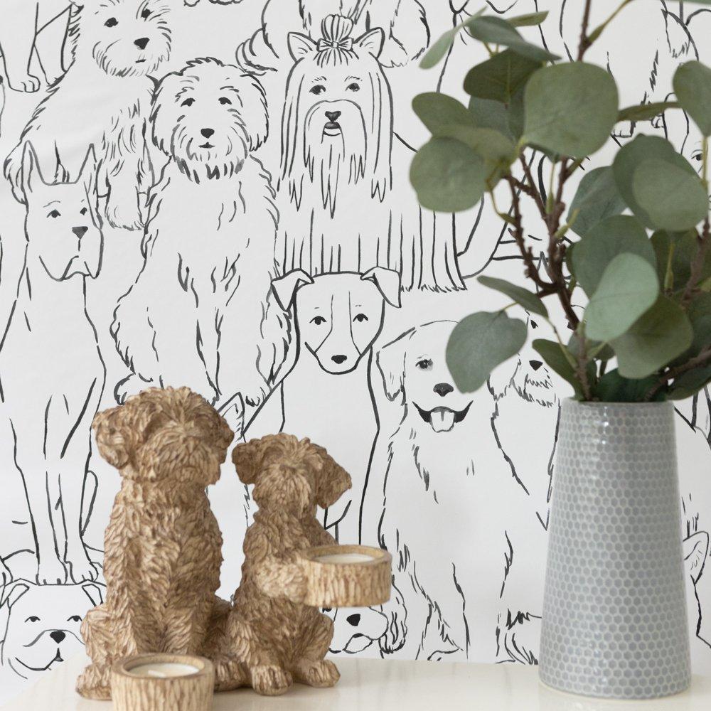 Black & White - Wall Pops - Self Adhesive Wallpaper Paws On Black & White - 4