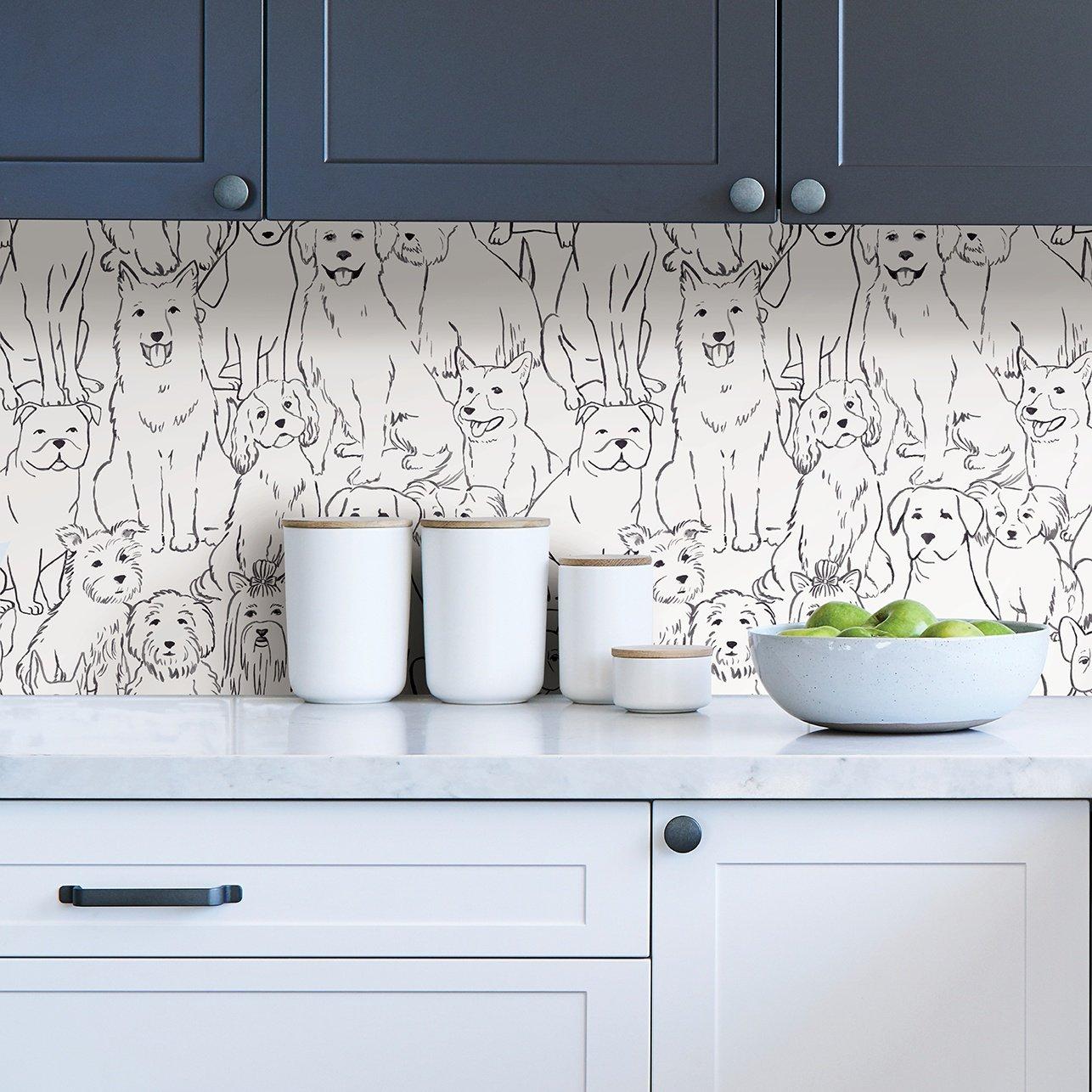 Black & White - Wall Pops - Self Adhesive Wallpaper Paws On Black & White - 5