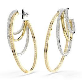 Swarovski Hyperbola Hoop Earrings, Mixed Cuts, Large, White, Mixed Metal Finish