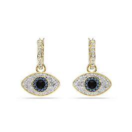 Swarovski Symbolica drop earrings, Evil eye, Blue, Gold-tone plated