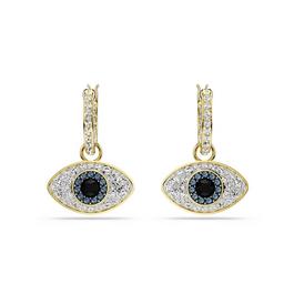 Swarovski Symbolica drop earrings, Evil eye, Blue, Gold tone plated