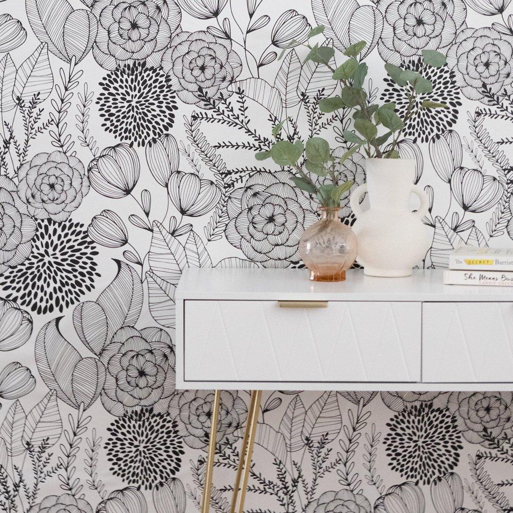 Black & White - Wall Pops - Self Adhesive Wallpaper Secret Black - 1