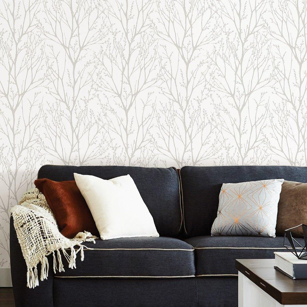 Pale Grey - Wall Pops - Self Adhesive Wallpaper Treetops - 1