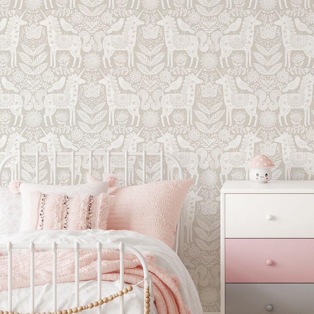 Wall Pops  Self Adhesive Wallpaper Unicorn Stamp - Natural - 52CMX5.49M