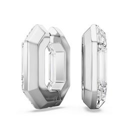 Swarovski Lucent Hoop Earrings, Octagon Shape, Small, White