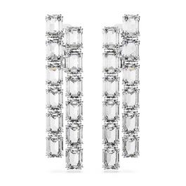 Swarovski Millenia Clip Earrings, Octagon Cut, Long, White, Rhodium Plated