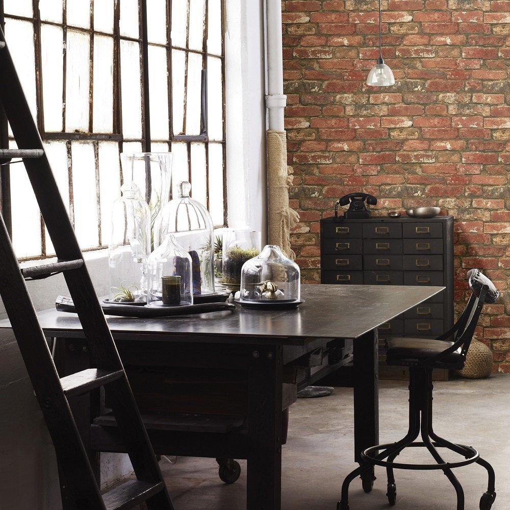Wall Pops  Self Adhesive Wallpaper West End Brick - Brown - 52CMX5.49M