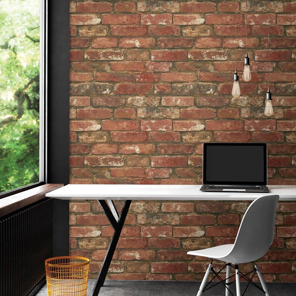 Brown - Wall Pops - Self Adhesive Wallpaper West End Brick - 3