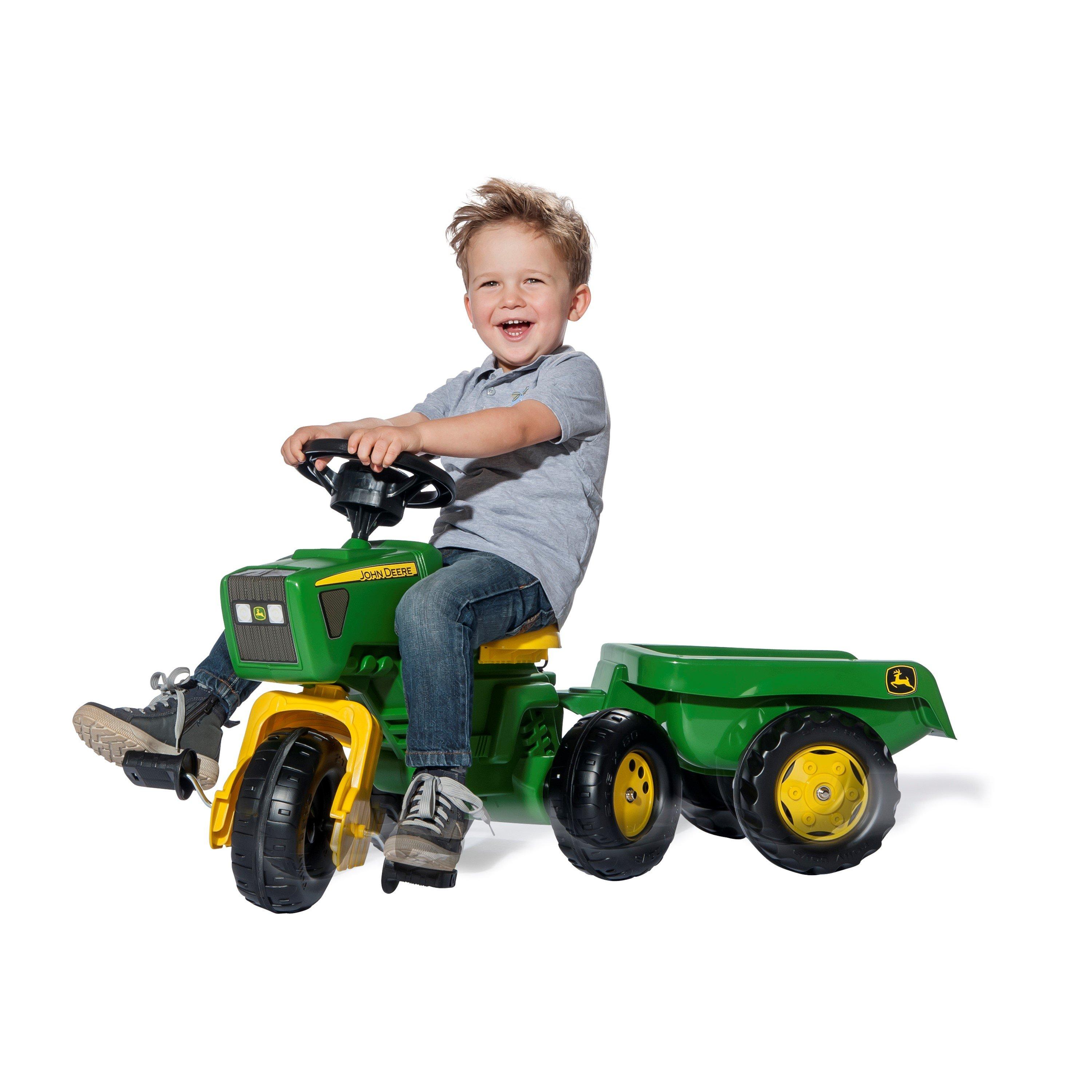 Green - rolly toys - John Deere Trio Trac with Electronic Steering Whee - 1