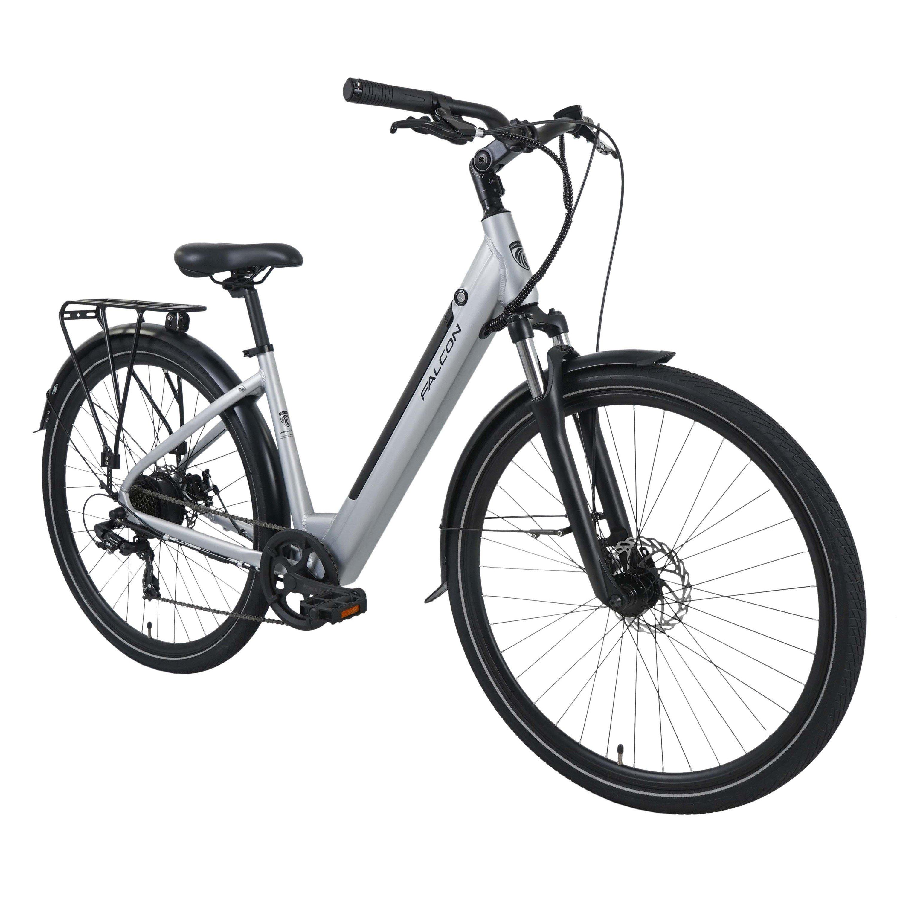 Silver - Falcon Enamelware - Falcon Horizon Low Step Electric Hybrid Bike - 2