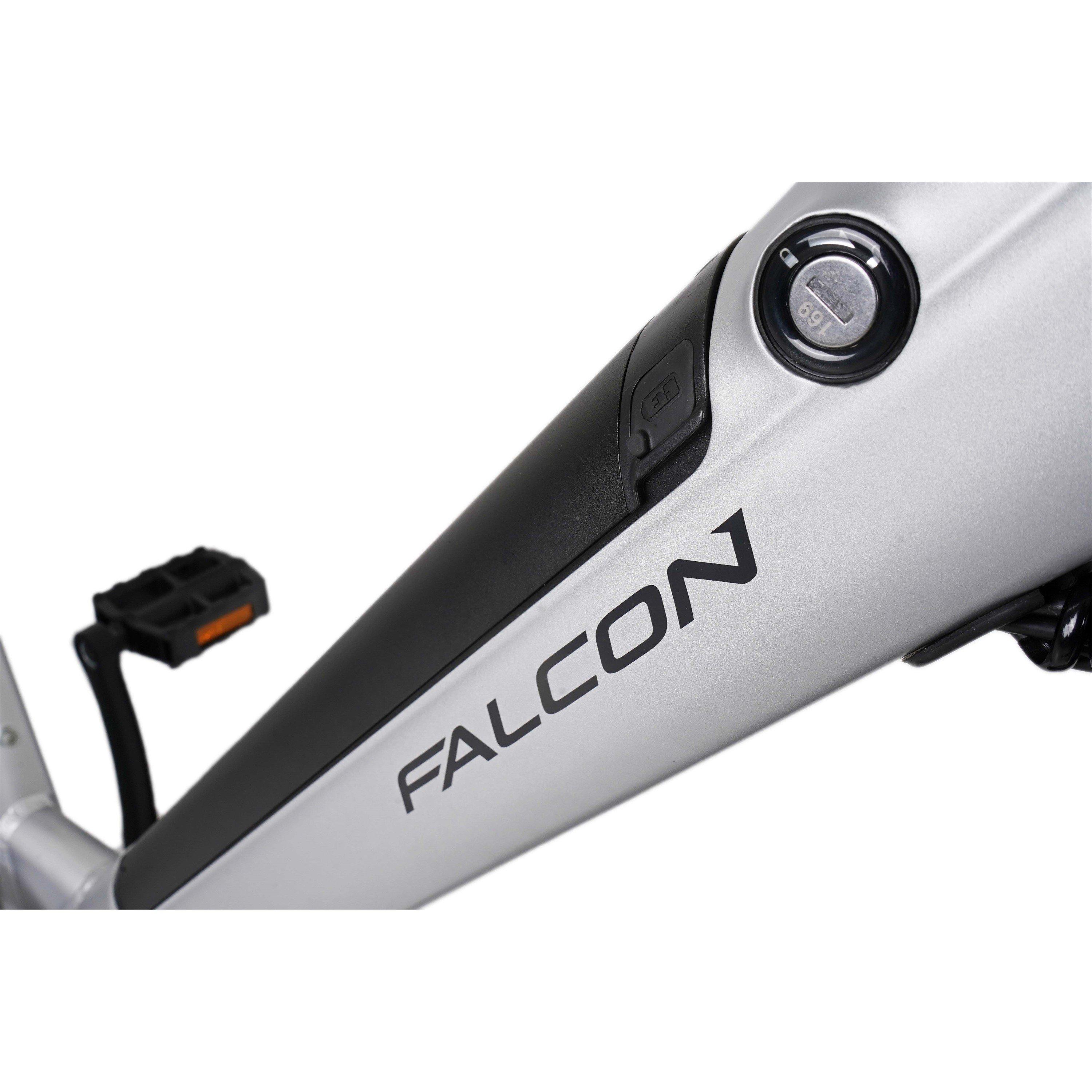 Silver - Falcon Enamelware - Falcon Horizon Low Step Electric Hybrid Bike - 6