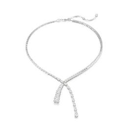 Swarovski Matrix Y Necklace, Mixed Cuts, White, Rhodium Plated