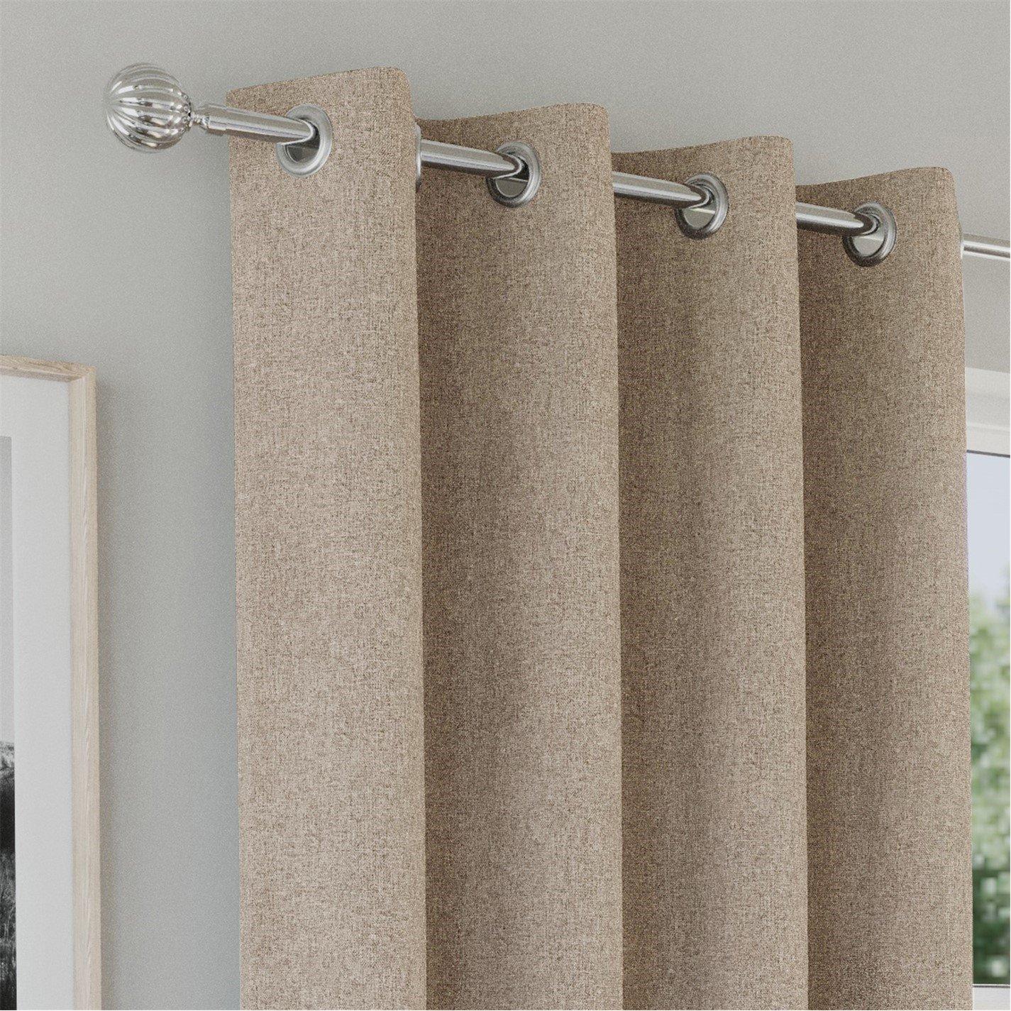 Natural - Enhanced Living - Austin 100% Blackout Linen Look Eyelet Curtains - 3