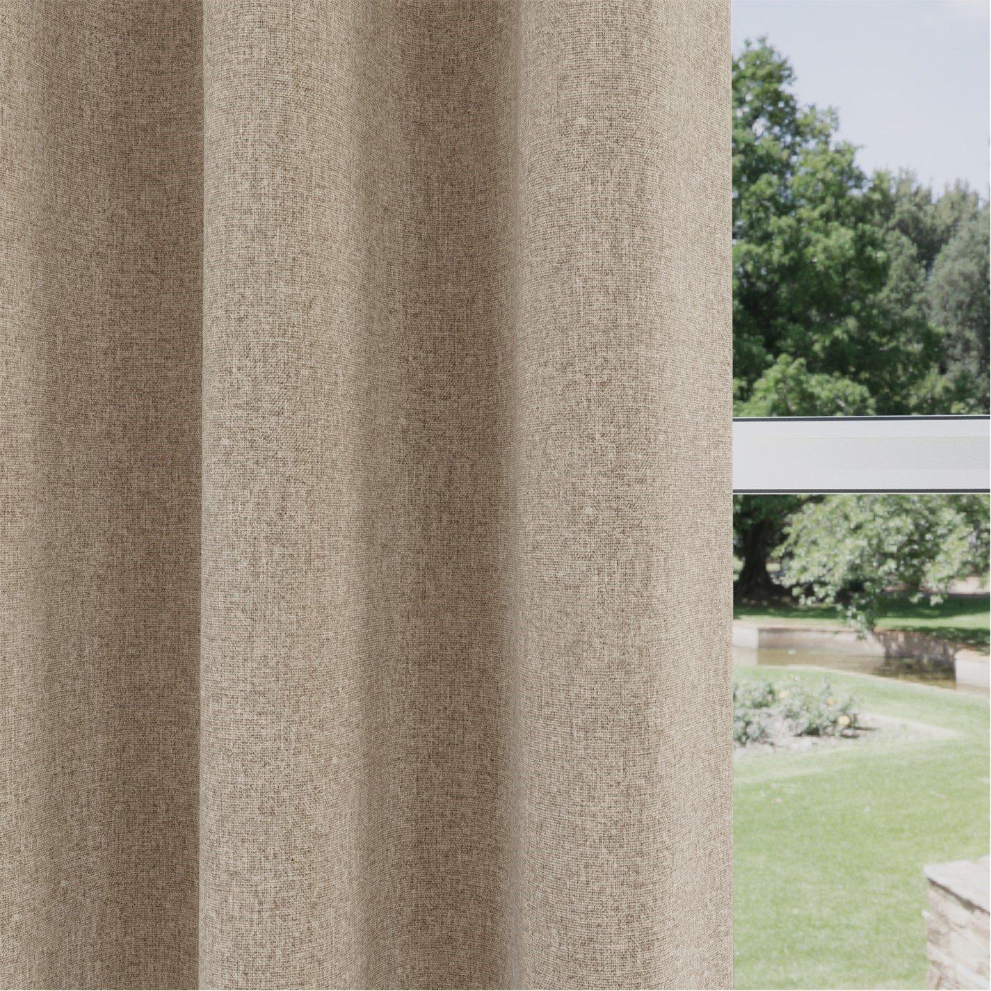 Natural - Enhanced Living - Austin 100% Blackout Linen Look Eyelet Curtains - 4