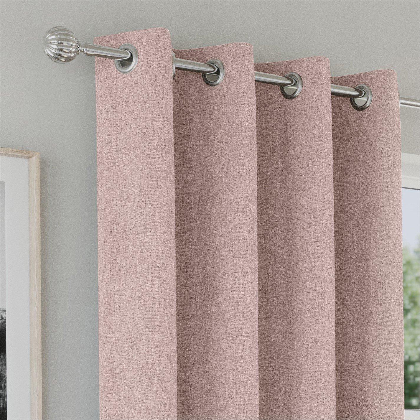 Blush - Enhanced Living - Austin 100% Blackout Linen Look Eyelet Curtains - 3