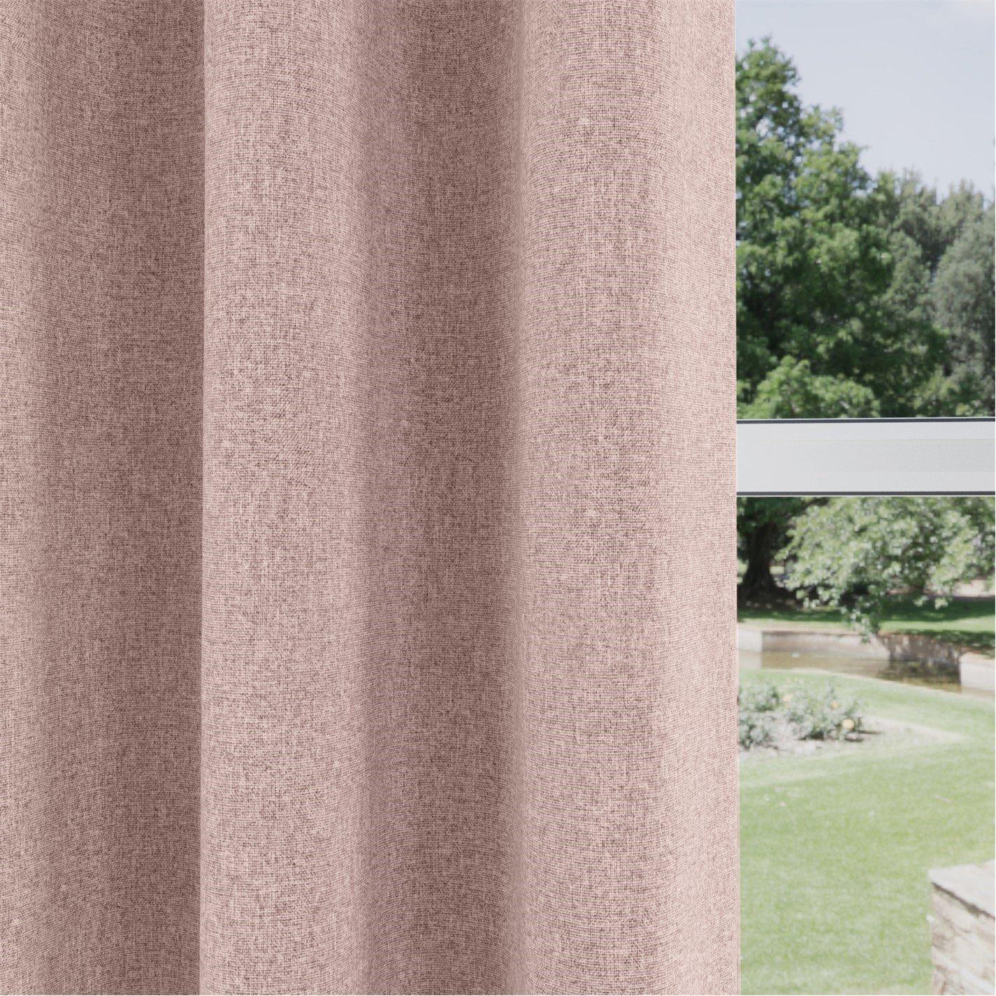 Blush - Enhanced Living - Austin 100% Blackout Linen Look Eyelet Curtains - 4