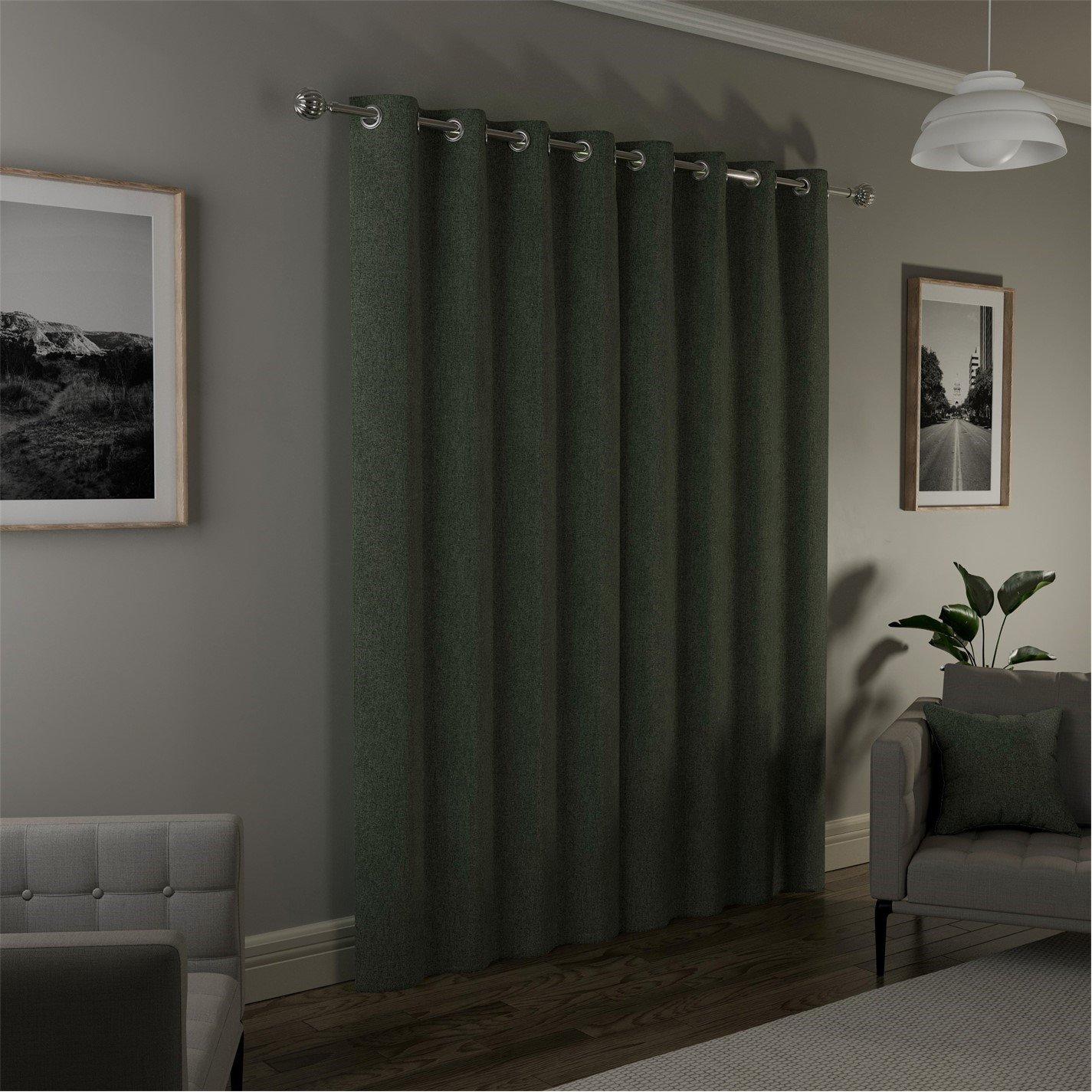 Green - Enhanced Living - Austin 100% Blackout Linen Look Eyelet Curtains - 2