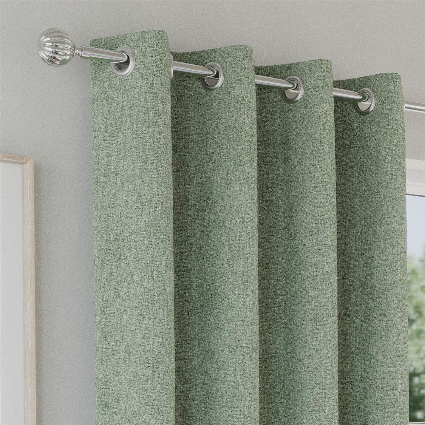 Green - Enhanced Living - Austin 100% Blackout Linen Look Eyelet Curtains - 3