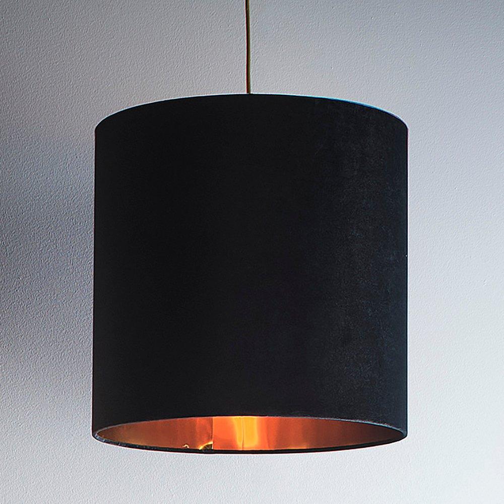 Black - K Living - Black Velvet Drum Lampshade for Lamps and Ceiling - 1