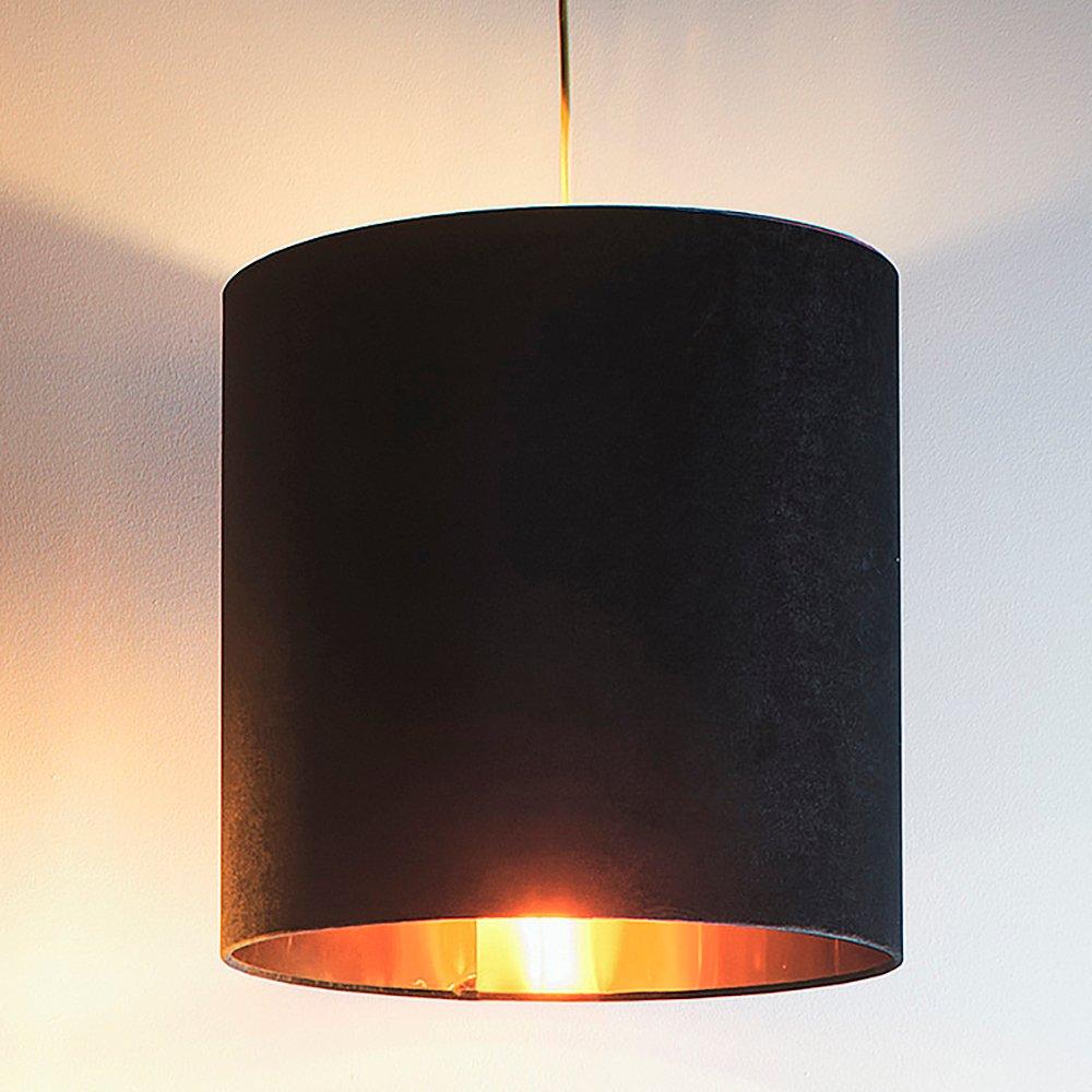 Black - K Living - Black Velvet Drum Lampshade for Lamps and Ceiling - 4