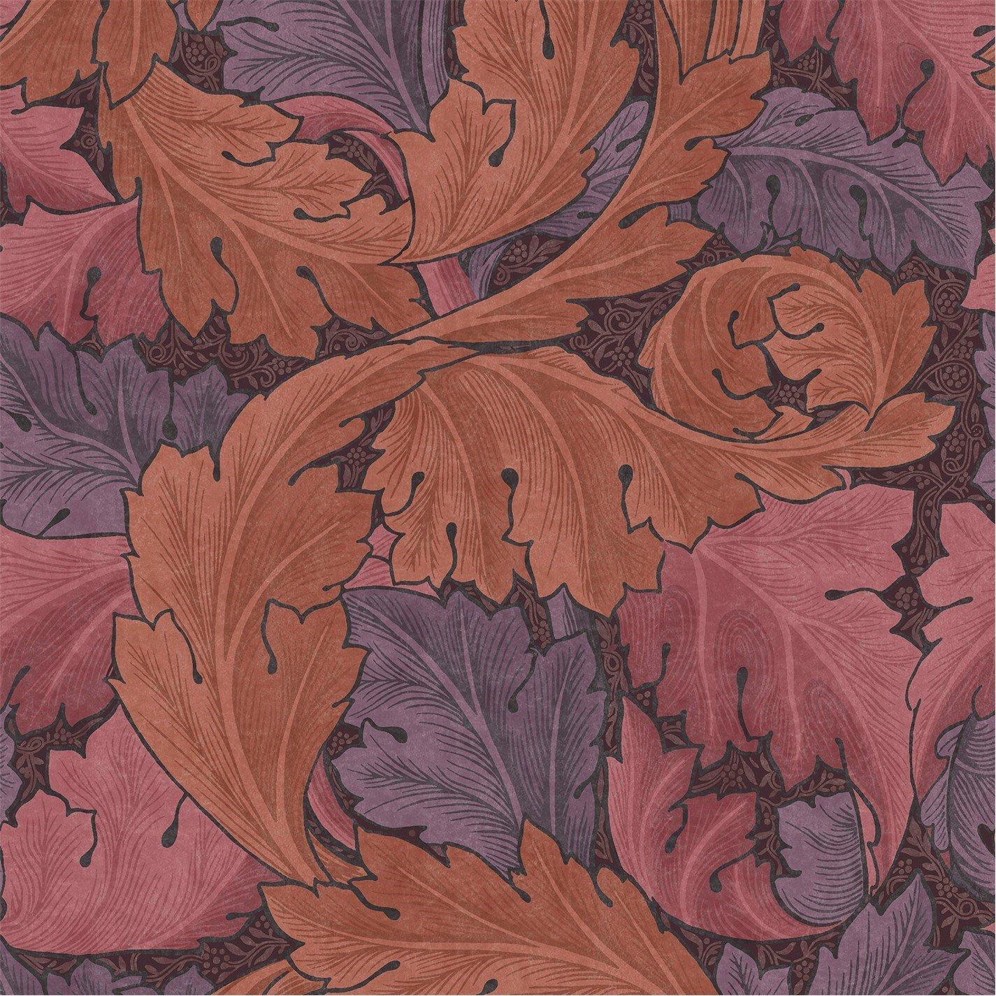 William Morris At Home  Acanthus Burnt Orange Wallpaper - Plum