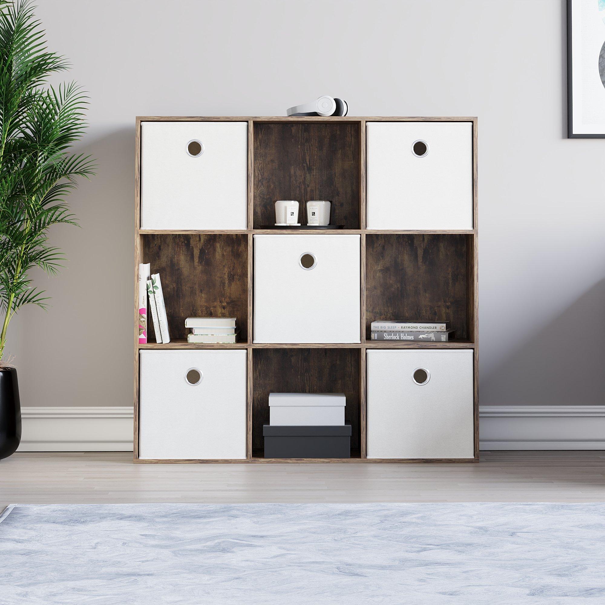 White - Lassic - 3x3 Cube Storage Unit DB + Set of 5 Storage Cubes - 3
