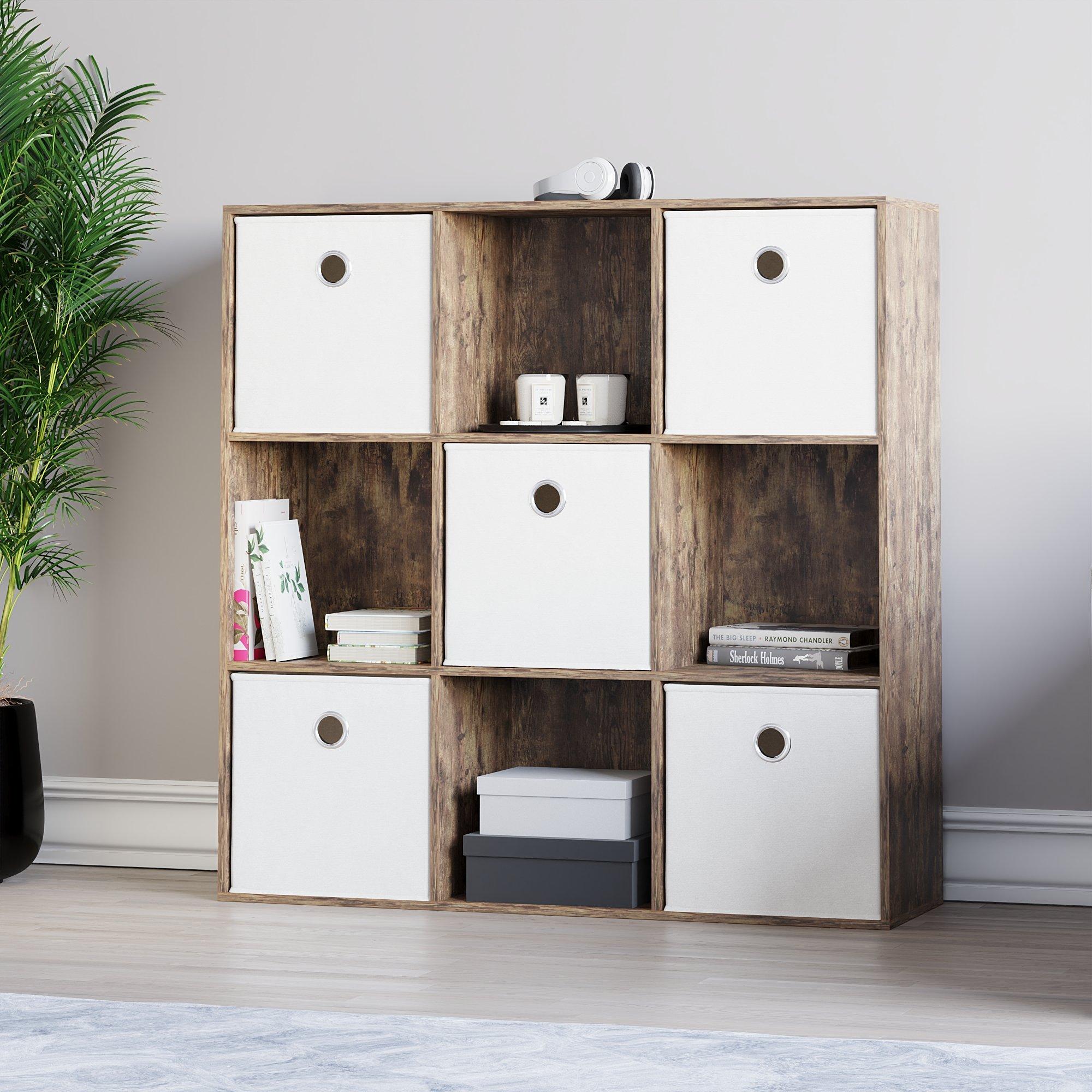 White - Lassic - 3x3 Cube Storage Unit DB + Set of 5 Storage Cubes - 4
