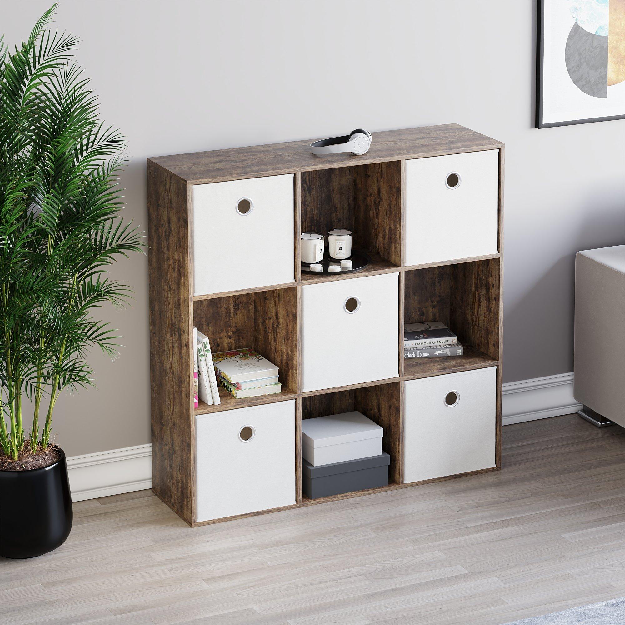 White - Lassic - 3x3 Cube Storage Unit DB + Set of 5 Storage Cubes - 5