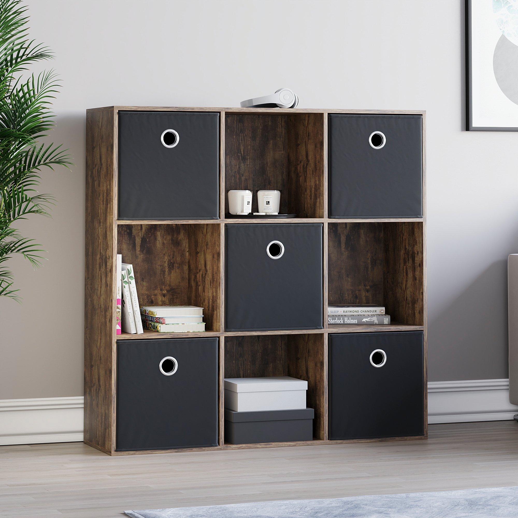 Black - Lassic - 3x3 Cube Storage Unit DB + Set of 5 Storage Cubes - 1