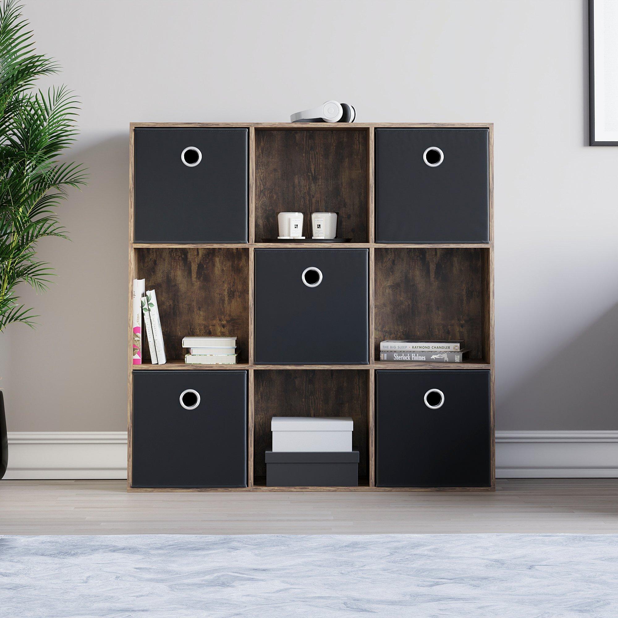 Black - Lassic - 3x3 Cube Storage Unit DB + Set of 5 Storage Cubes - 3