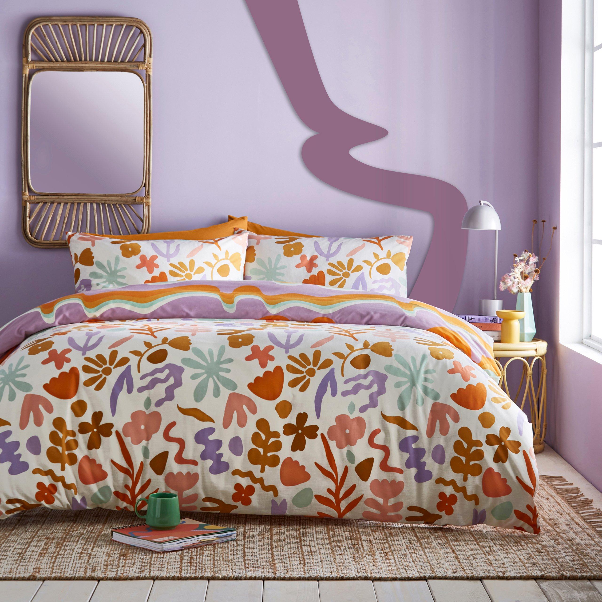 Orange/Lilac - furn. - Amelie Trending Floral Duvet Set - 2