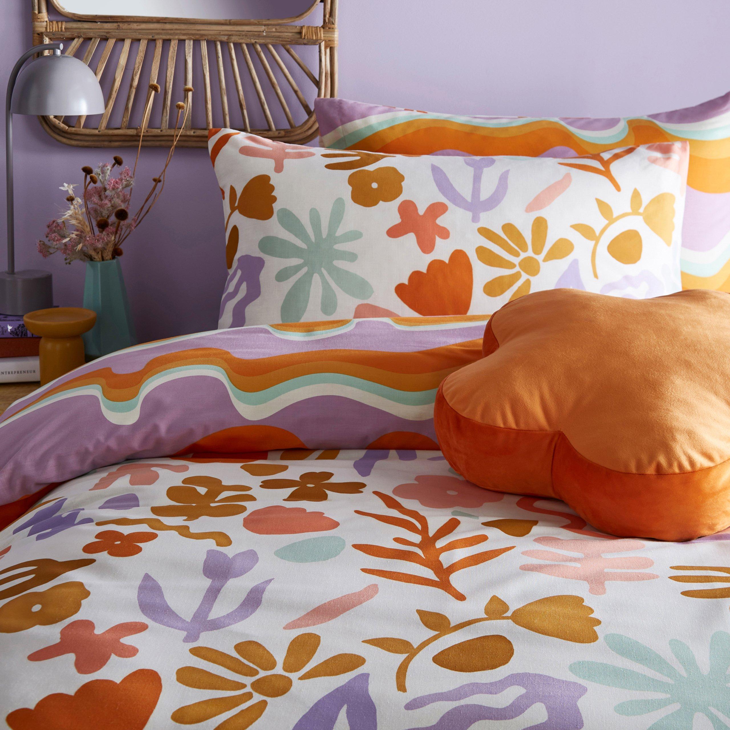 Orange/Lilac - furn. - Amelie Trending Floral Duvet Set - 3