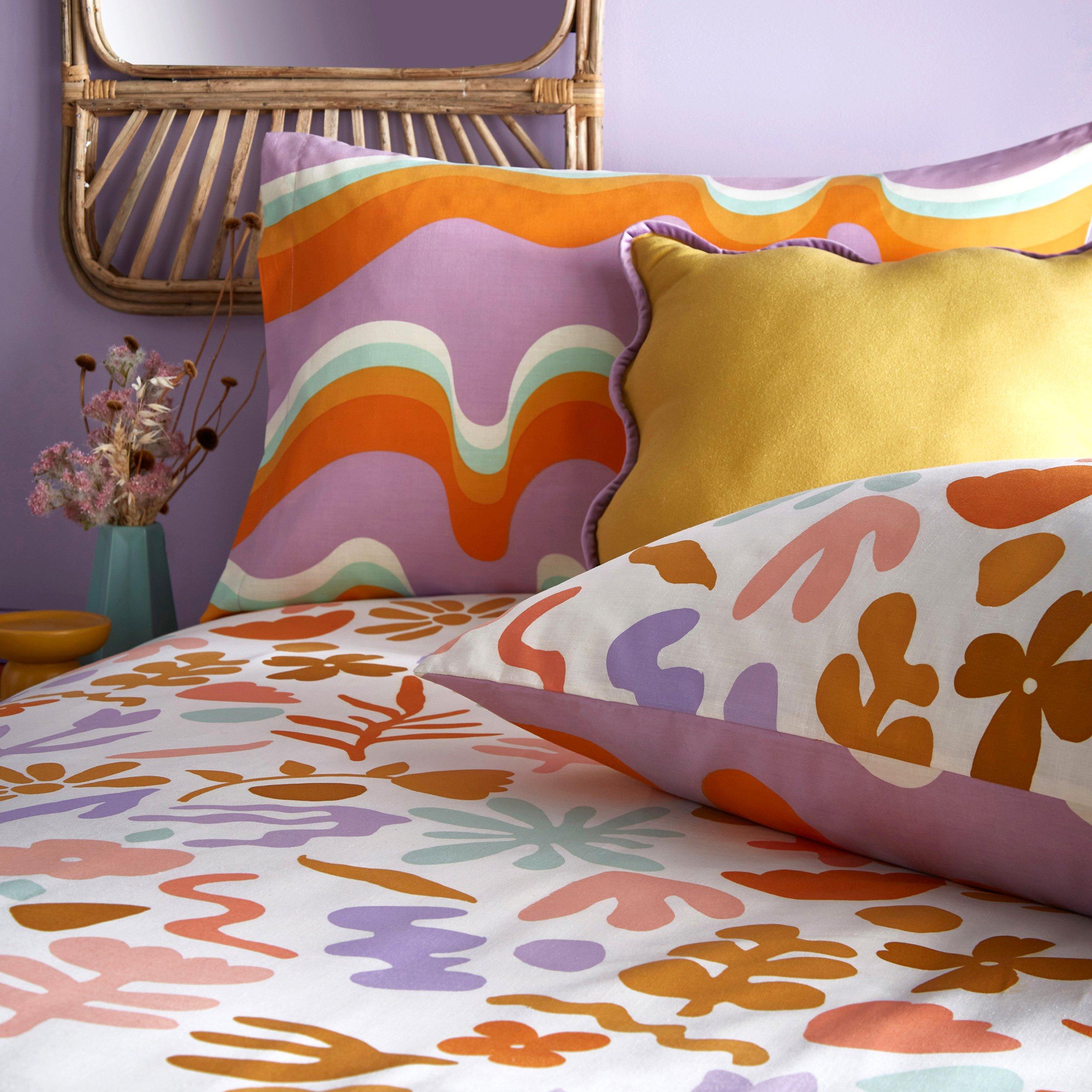 Orange/Lilac - furn. - Amelie Trending Floral Duvet Set - 4